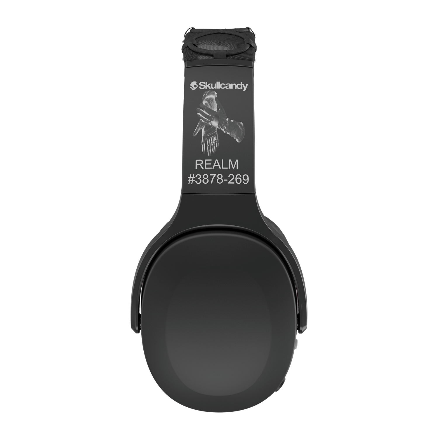 Black headphones with 'Skullcandy' branding on a white background | Dustbox