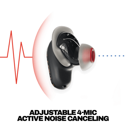 Skullcandy Method 360 ANC true wireless Earbuds with Adjustable 4-mic Active Noise Canceling, side veiw earbud with ear gel and fit fin | Leopard