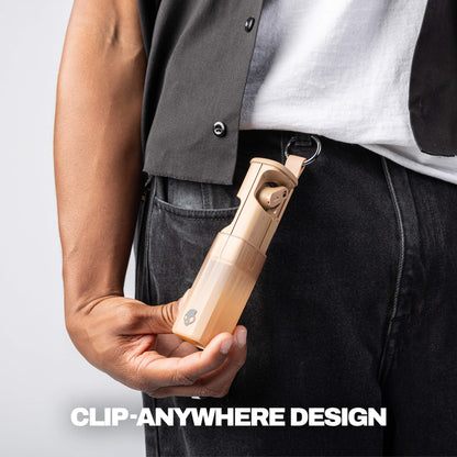 Skullcandy Method 360 ANC true wireless Noise Canceling Earbuds with Clip-Anywhere Design showing case on man's belt loop | Primer