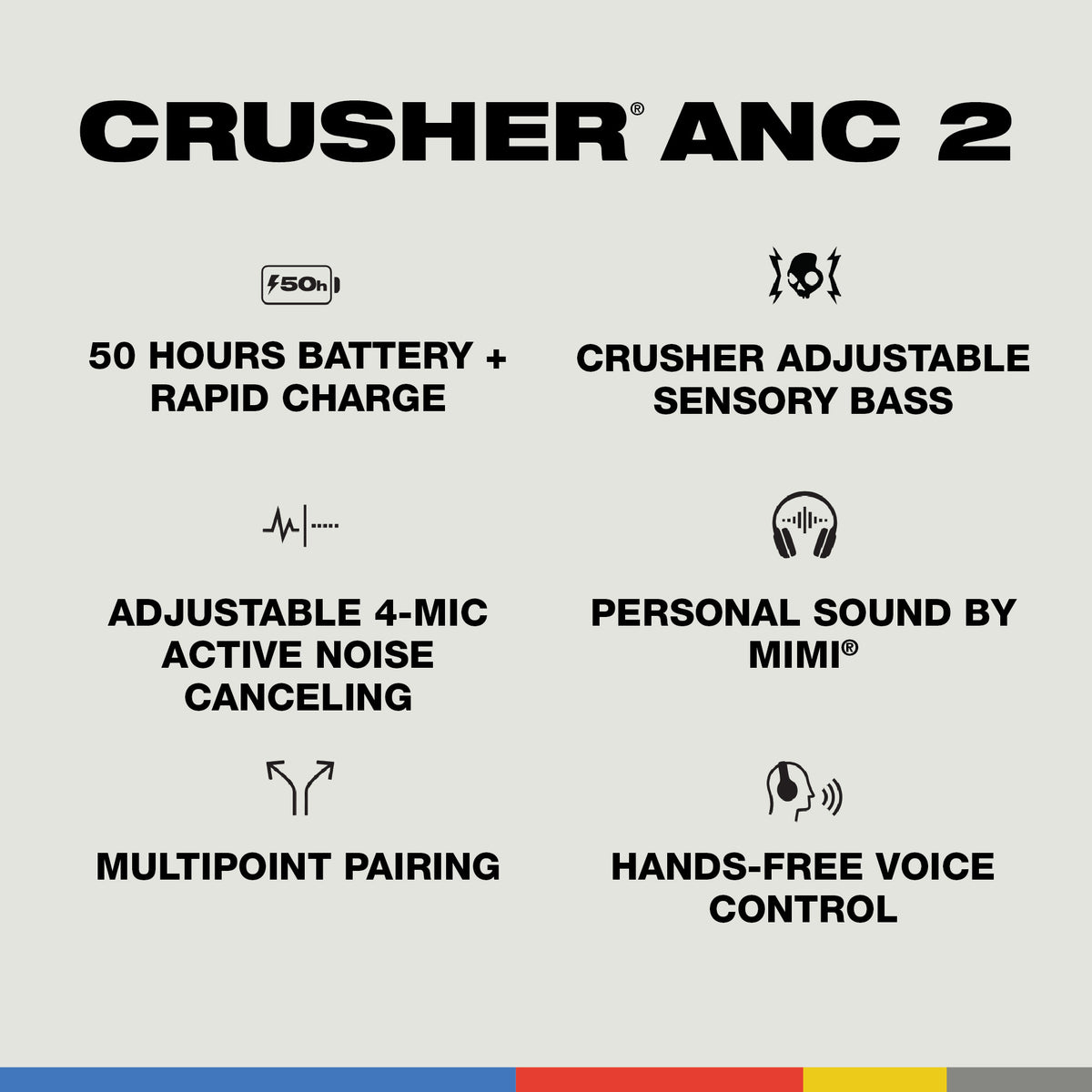 Crusher ANC 2 - Bass Headphones with Noise Canceling | True Wireless ...
