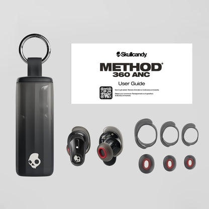 Skullcandy Method 360 ANC true wireless Noise Canceling Earbuds with customizable fit including 3 sizes of ear tip gels and fit fins | Bone