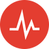 Logo with a red circle and white heart rate monitor line