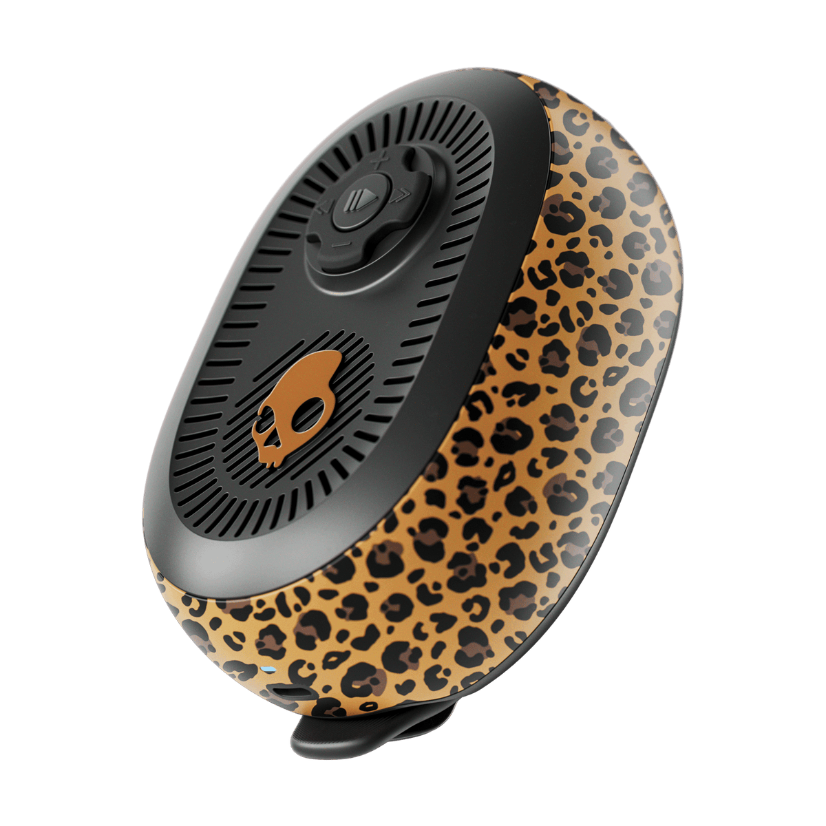 A session 540 portable speaker with a tan and black leopard print body, shown against a solid black background. | Leopard