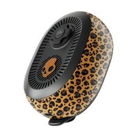 A session 540 portable speaker with a tan and black leopard print body, shown against a solid black background. | Leopard